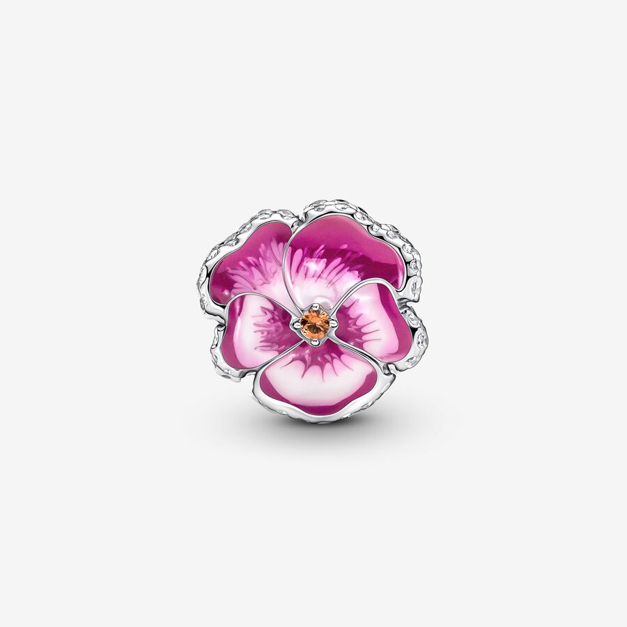 Pink Pansy Flower Charm
