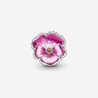Pink Pansy Flower Charm