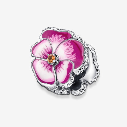 Pink Pansy Flower Charm