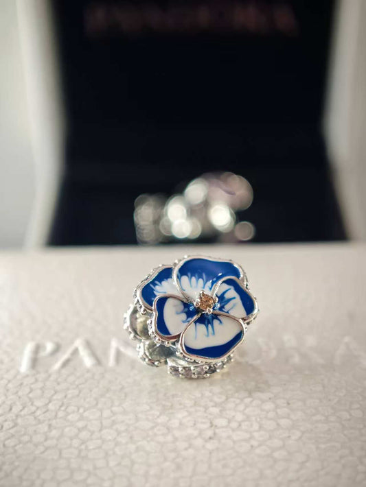 Blue Pansy Flower Charm