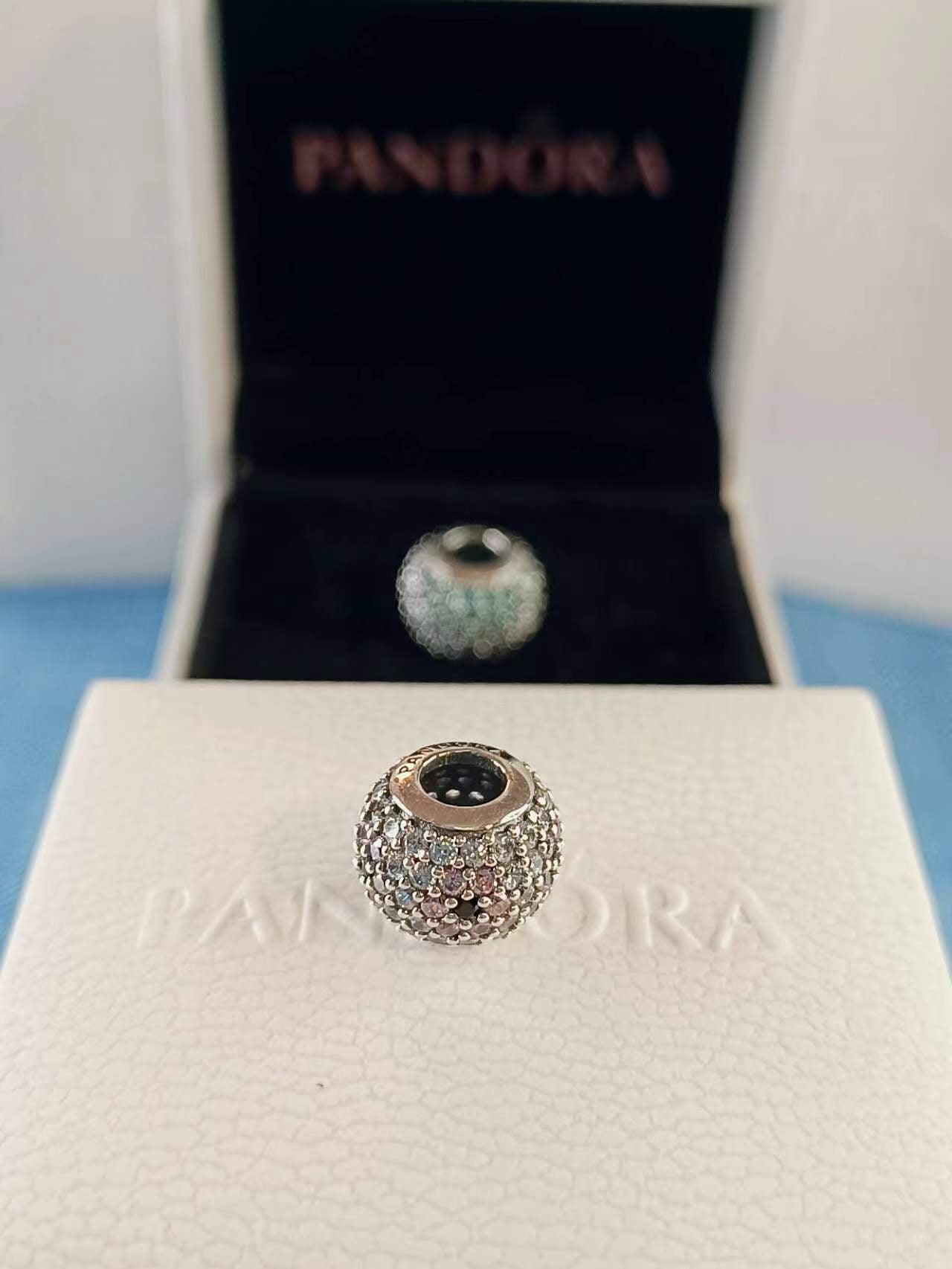 Shimmering Pink Blossom Pave Charm