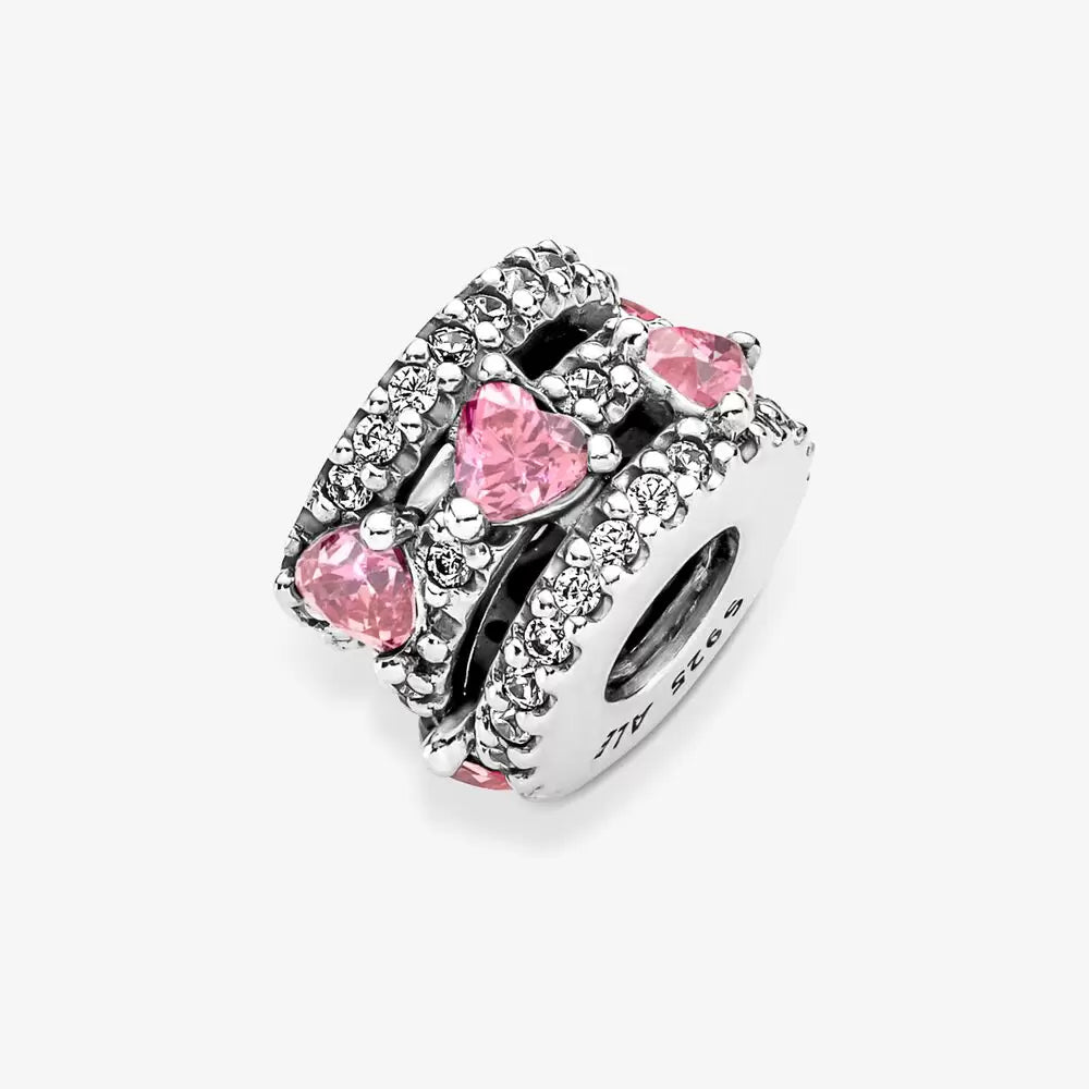 Sparkling Triple Halo Hearts Charm