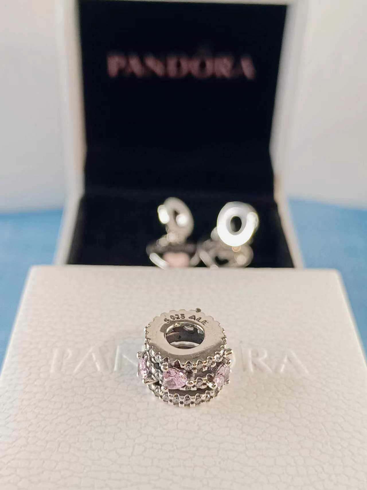 Sparkling Triple Halo Hearts Charm