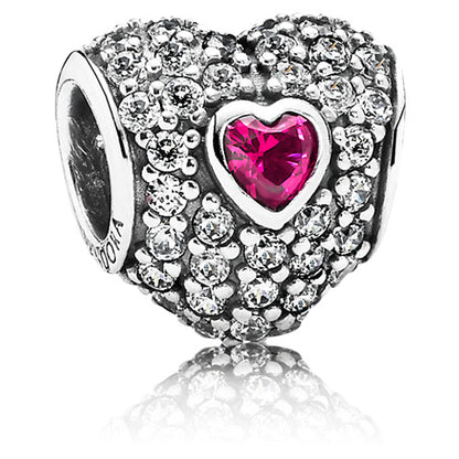 In My Heart Charm with Synthetic Ruby