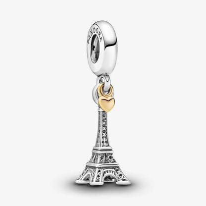 Gold Eiffel Tower Silver Dangle Charm