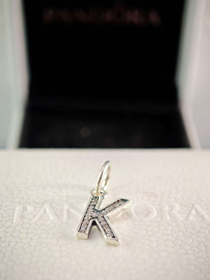 Letter K Dangle Charm with Zirconia