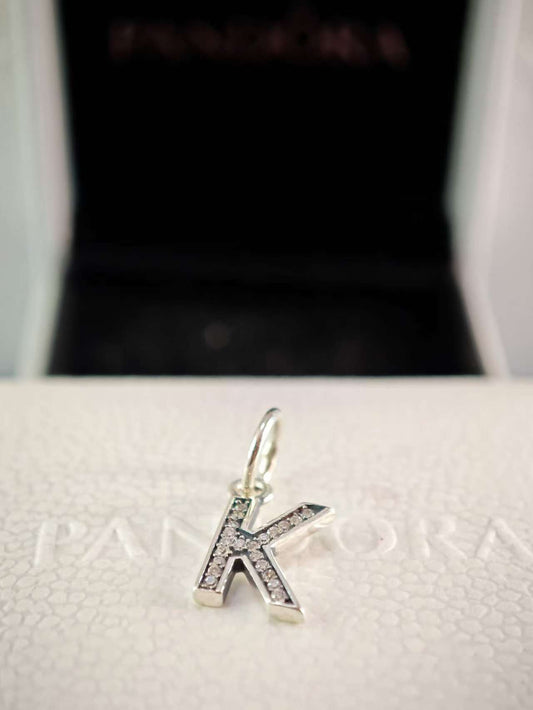 Letter K Dangle Charm with Zirconia