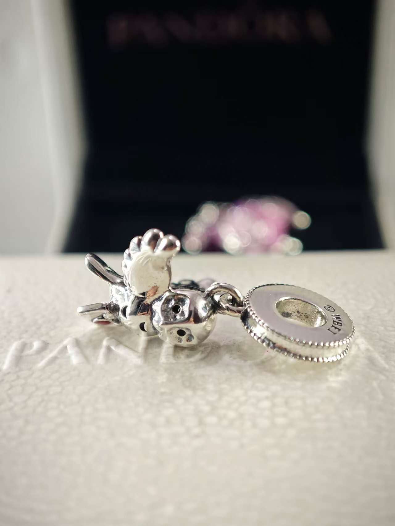 Dove of Peace Dangle Charm with Champagne Zirconia