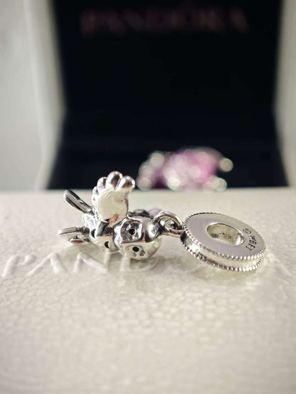 Dove of Peace Dangle Charm with Champagne Zirconia