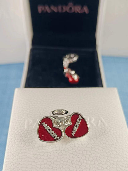Mickey and Minnie Heart Dangle