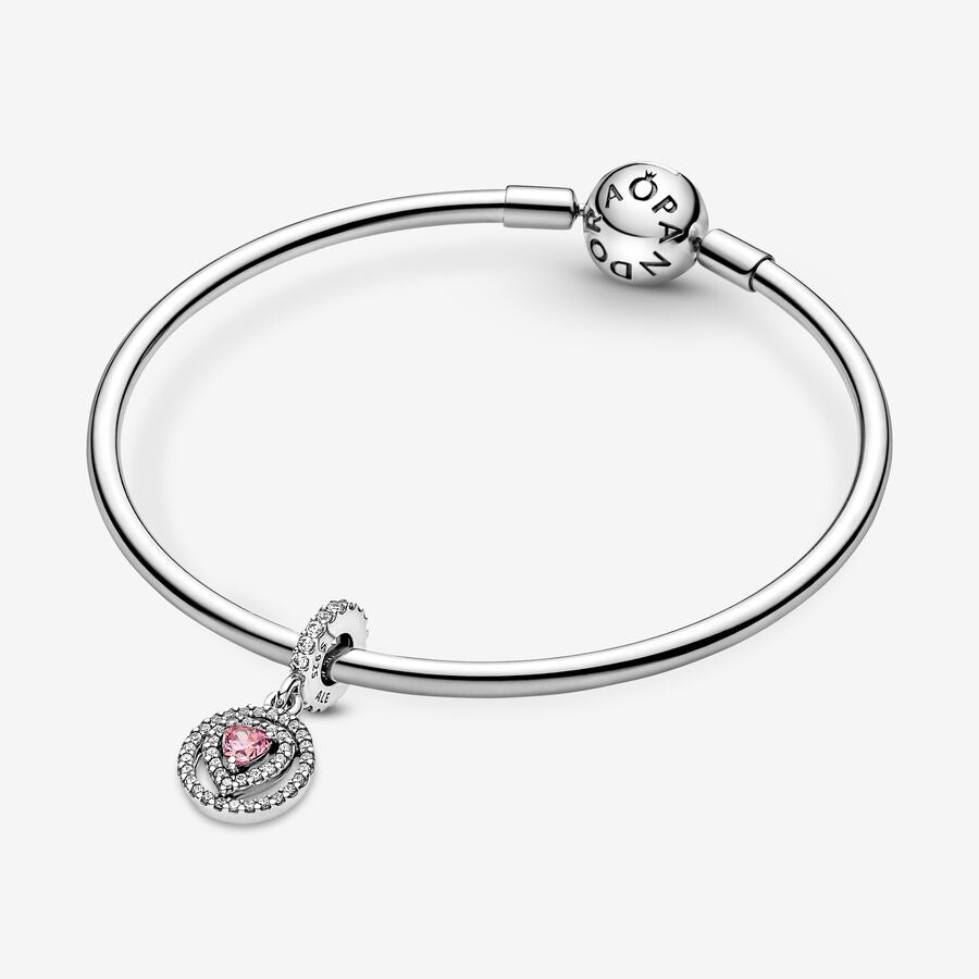 Sparkling Double Halo Heart Dangle Charm