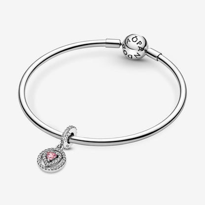 Sparkling Double Halo Heart Dangle Charm