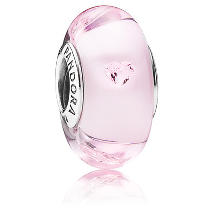 Pink Hearts Effervescence Glass Charm