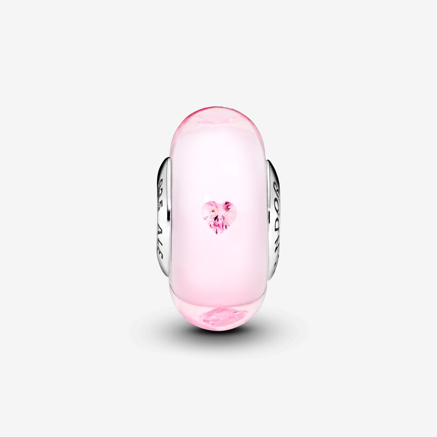 Pink Hearts Effervescence Glass Charm