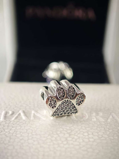 Sparkling Paw Print Charm Sterling silver