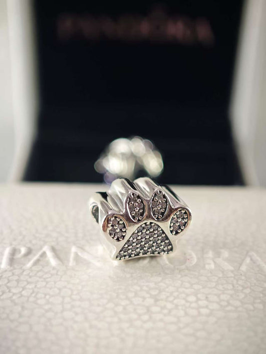Sparkling Paw Print Charm Sterling silver
