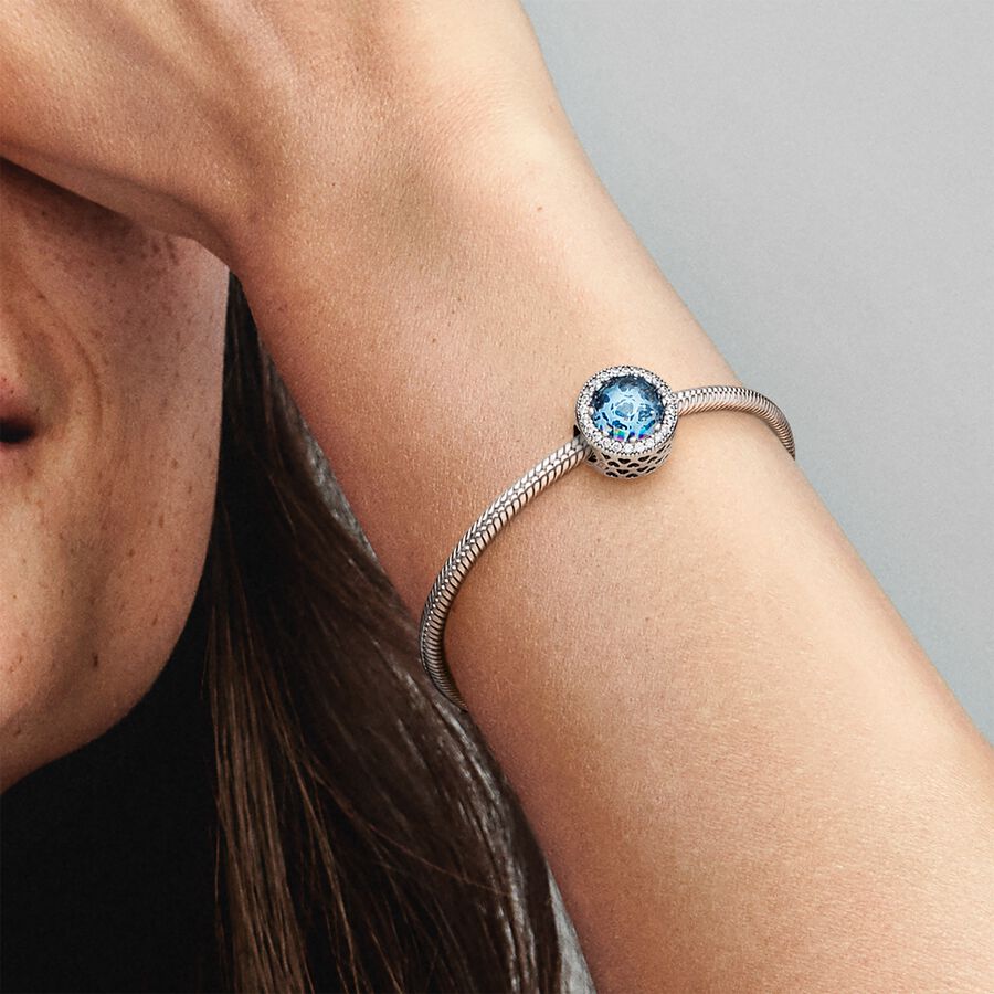 Radiant Hearts Charm with Sky-Blue Crystal