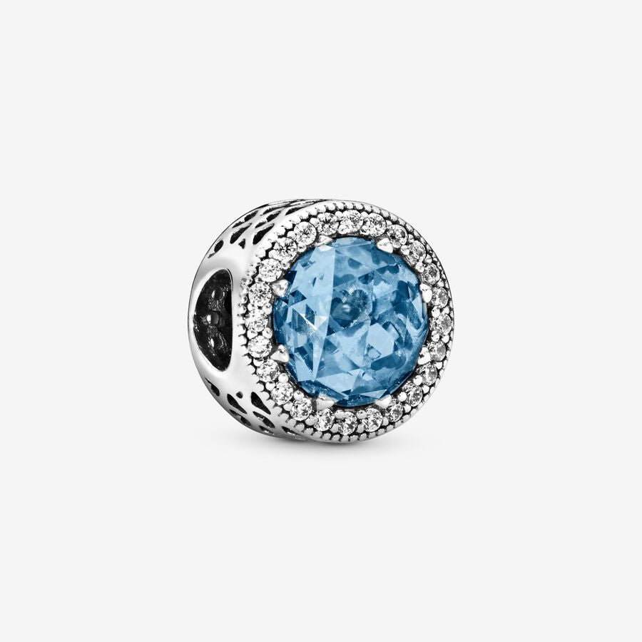 Radiant Hearts Charm with Sky-Blue Crystal