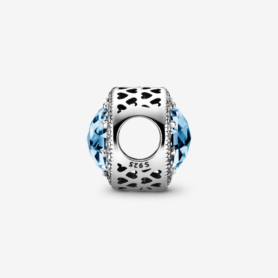 Radiant Hearts Charm with Sky-Blue Crystal
