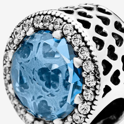 Radiant Hearts Charm with Sky-Blue Crystal