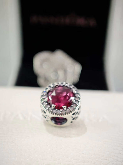 Radiant Hearts Charm with Cerise Crystal