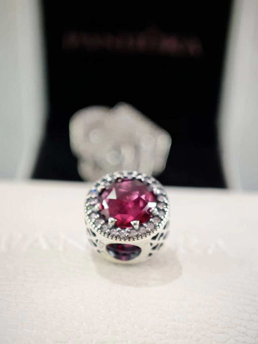Radiant Hearts Charm with Cerise Crystal