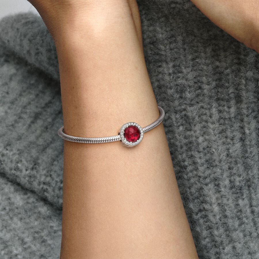 Radiant Hearts Charm with Cerise Crystal