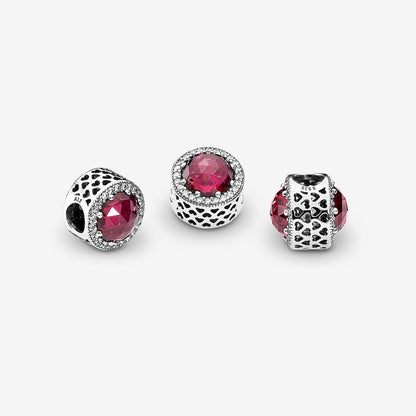 Radiant Hearts Charm with Cerise Crystal