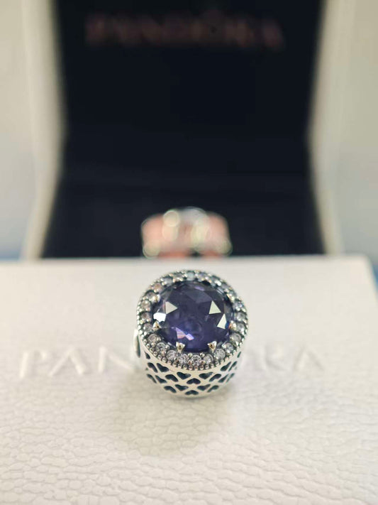 Radiant Hearts Charm with Royal-Purple Crystal