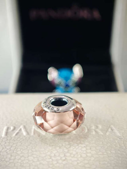 Blush Pink Fascinating Faceted Murano Charm