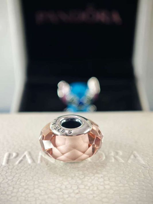 Blush Pink Fascinating Faceted Murano Charm