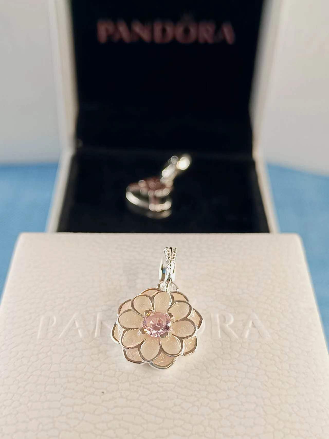 Blooming Dahlia Dangle with Cream Enamel