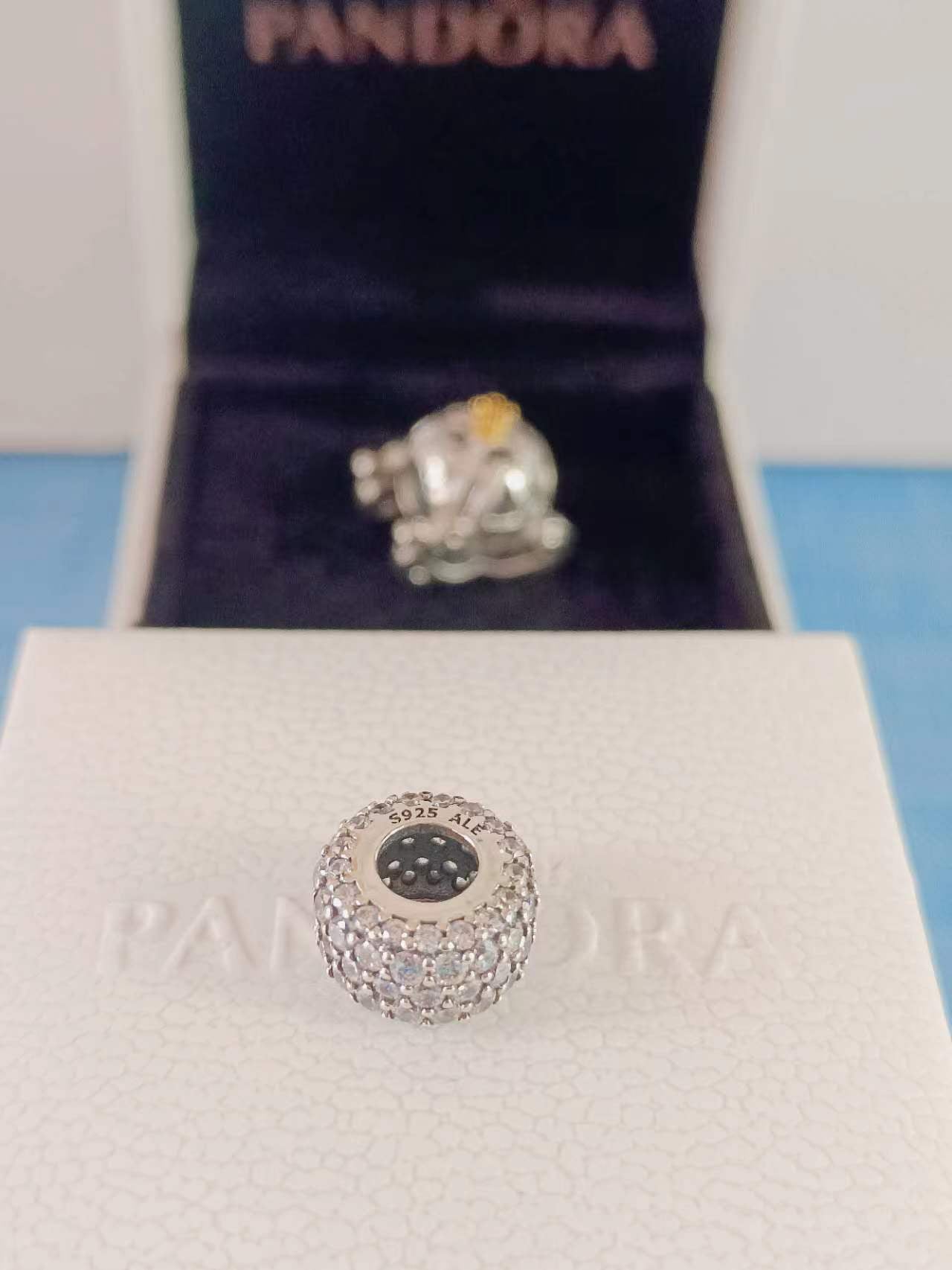 Sparkling Pavé Triple-row Charm Sterling Silver