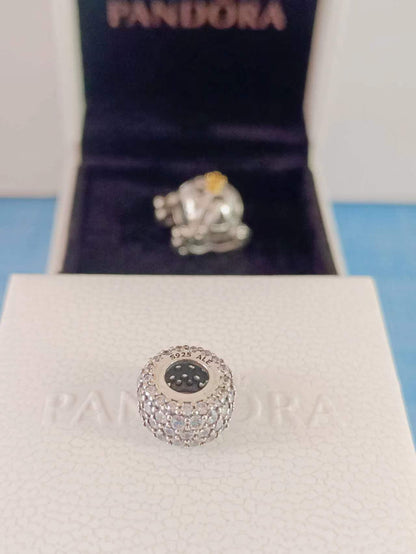 Sparkling Pavé Triple-row Charm Sterling Silver