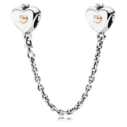 Heart and Crown Safety Chain