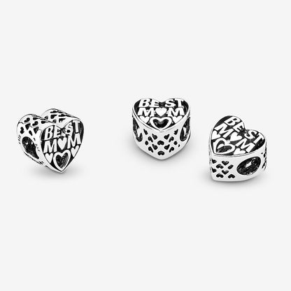 Best mum heart silver charm