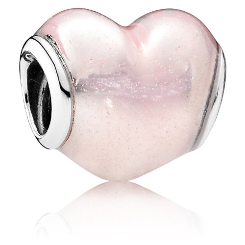 Glittering Heart Charm with Soft Pink Enamel