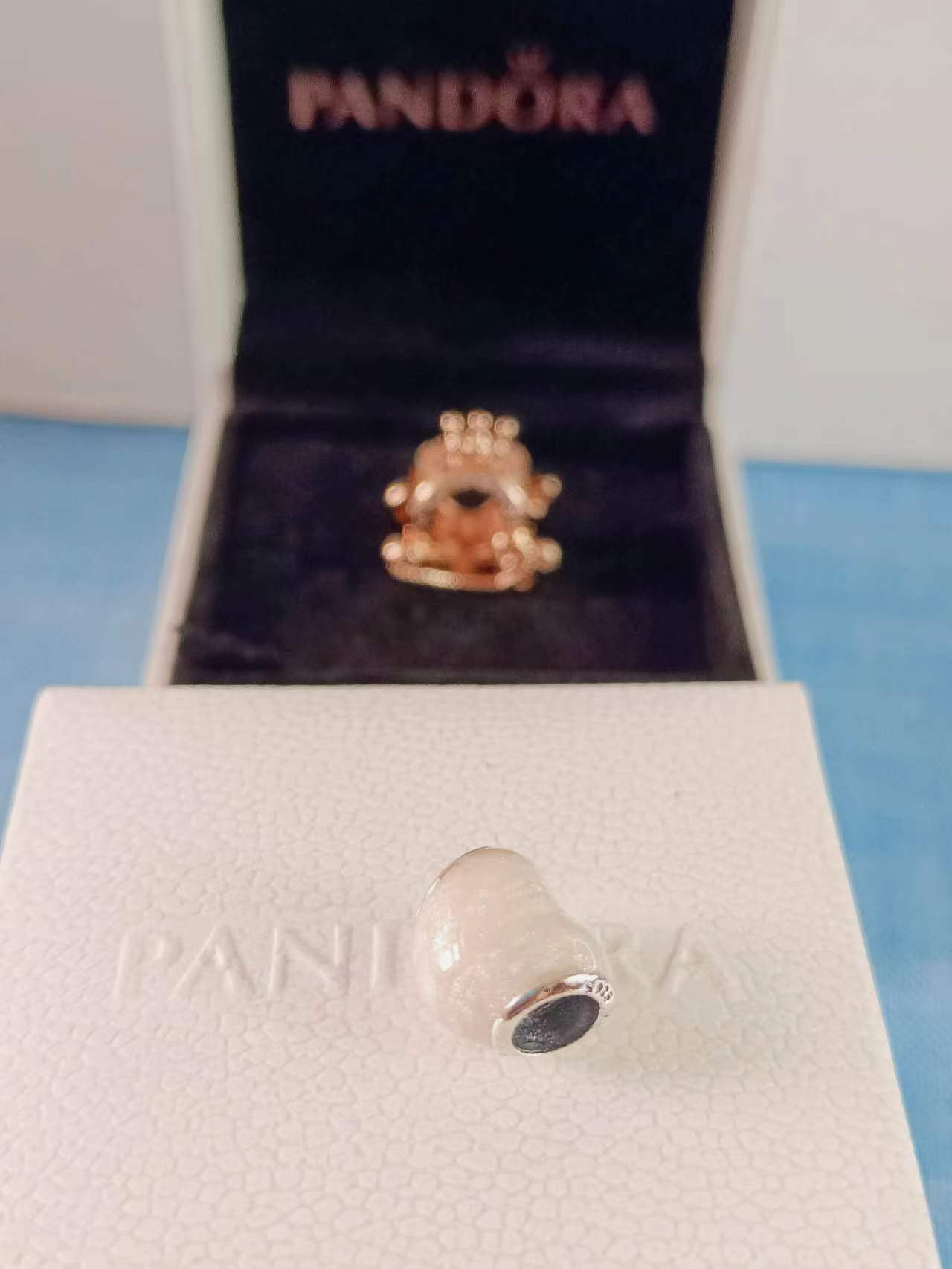 Glittering Heart Charm with Soft Pink Enamel