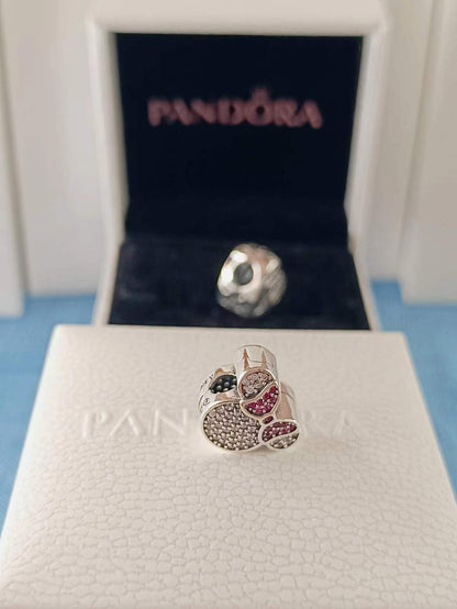 Disney Minnie silver clip with red and clear cubic zirconia