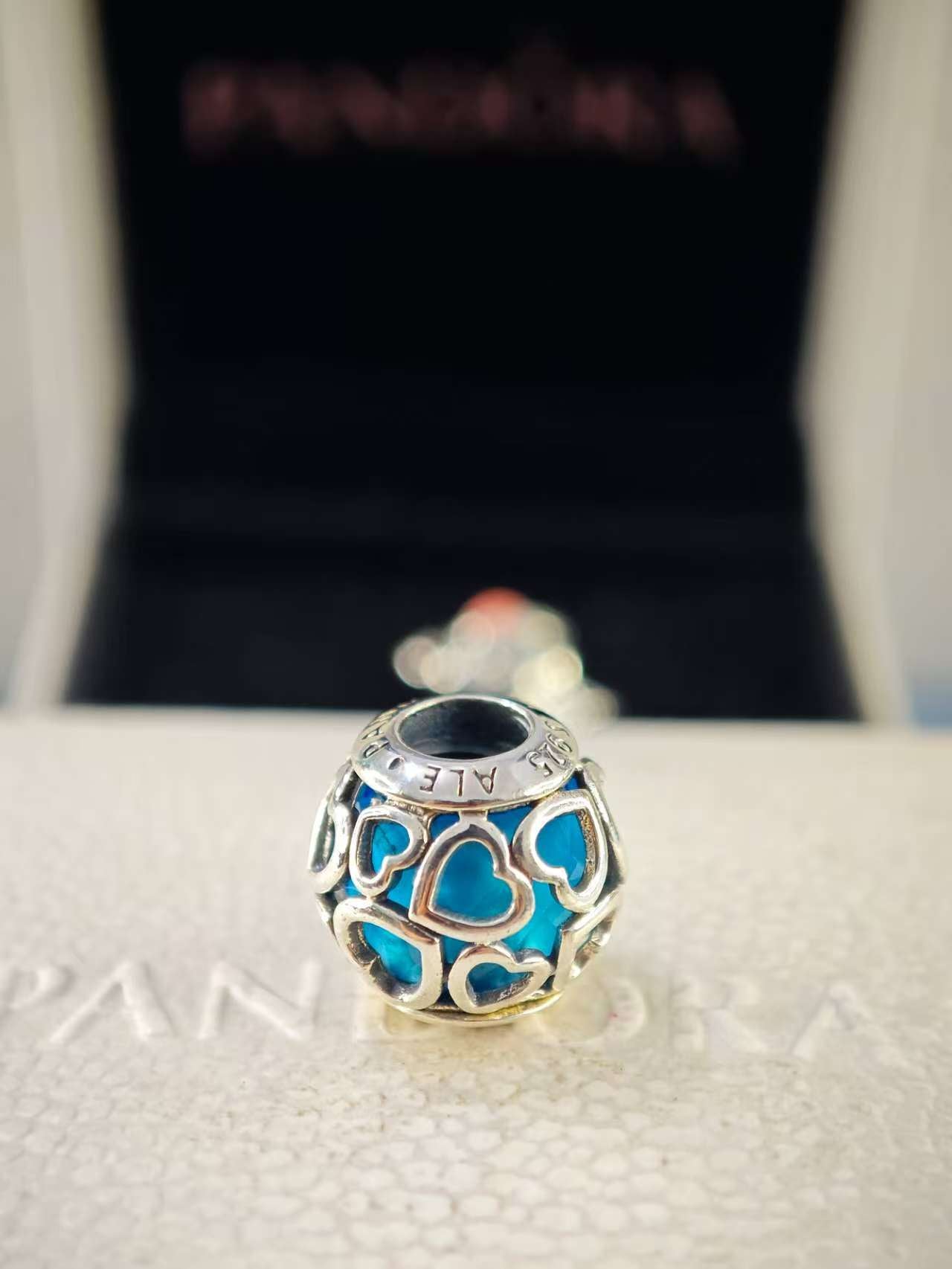 Encased in Love Charm with Blue Crystal