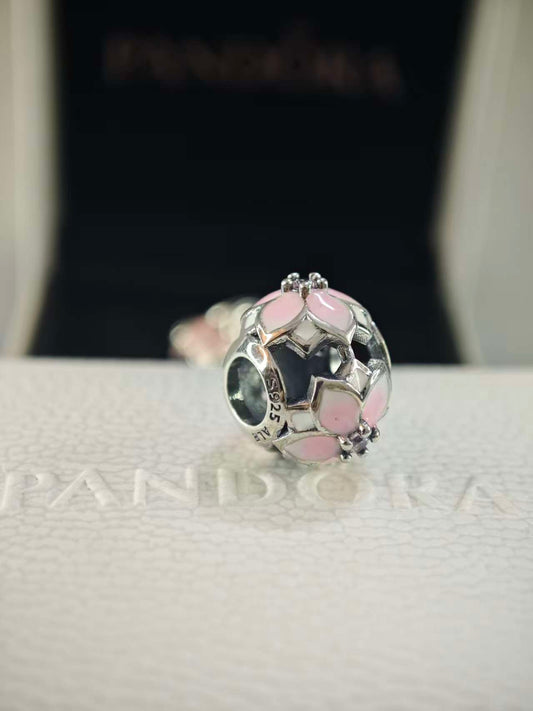 Openwork Pink Magnolia Flower Charm