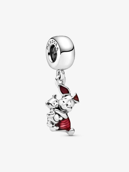 Disney Piglet Silver Dangle Charm with pink enamel