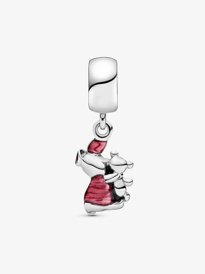 Disney Piglet Silver Dangle Charm with pink enamel