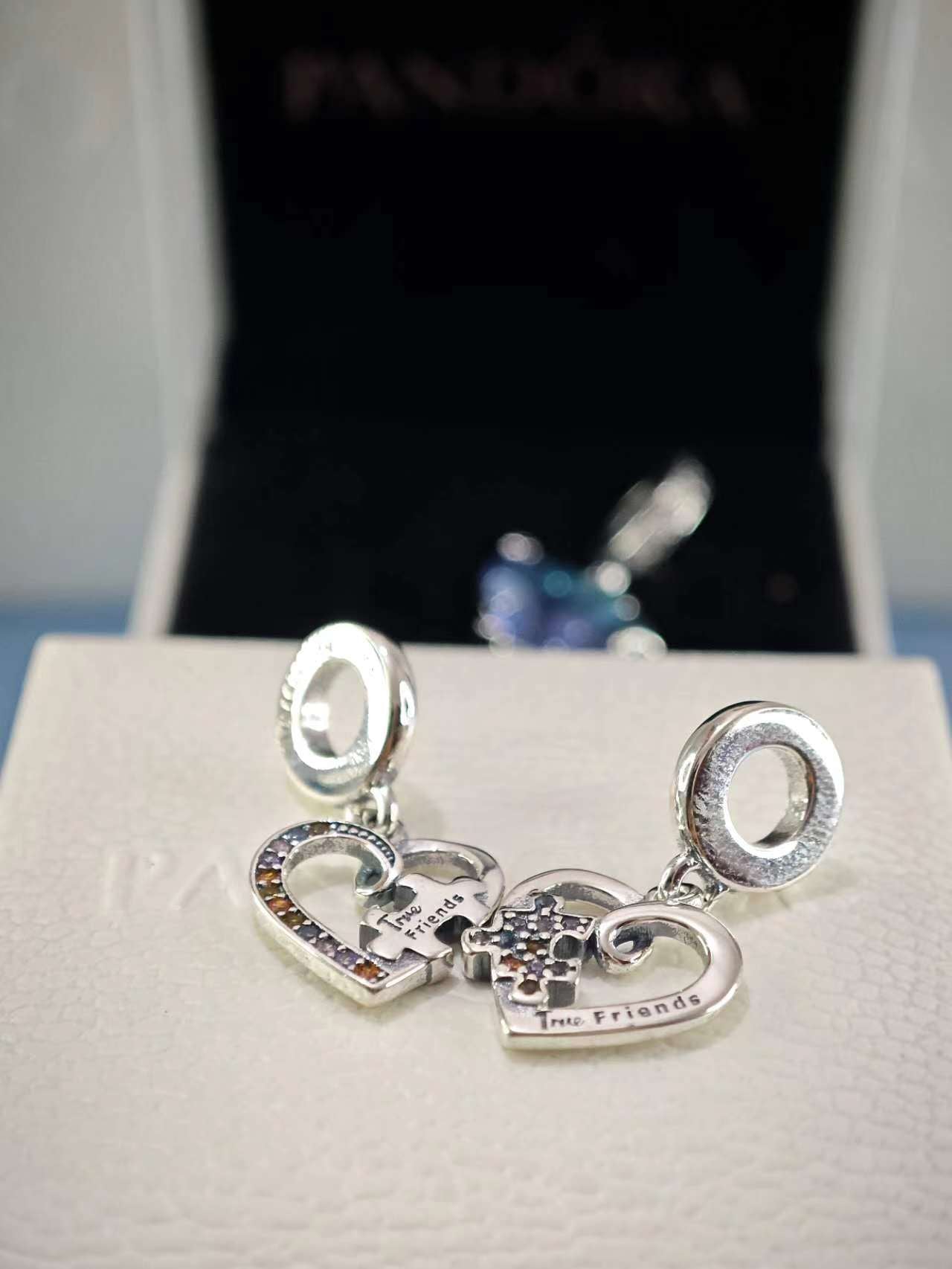 Puzzle Piece Hearts Splittable Friendship Dangle Charm