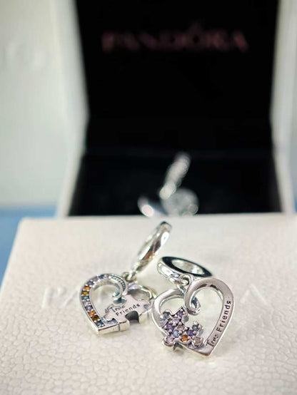 Puzzle Piece Hearts Splittable Friendship Dangle Charm
