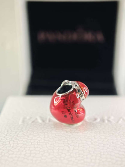 Metallic Red Christmas Heart Charm