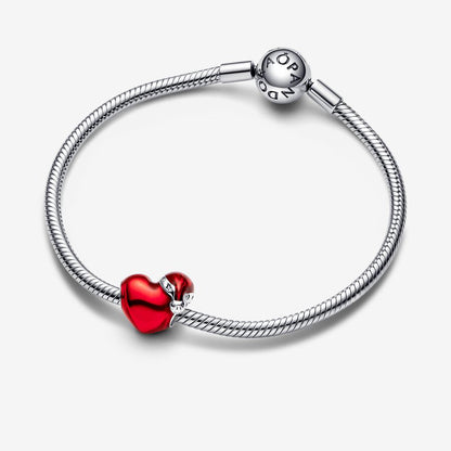Metallic Red Christmas Heart Charm