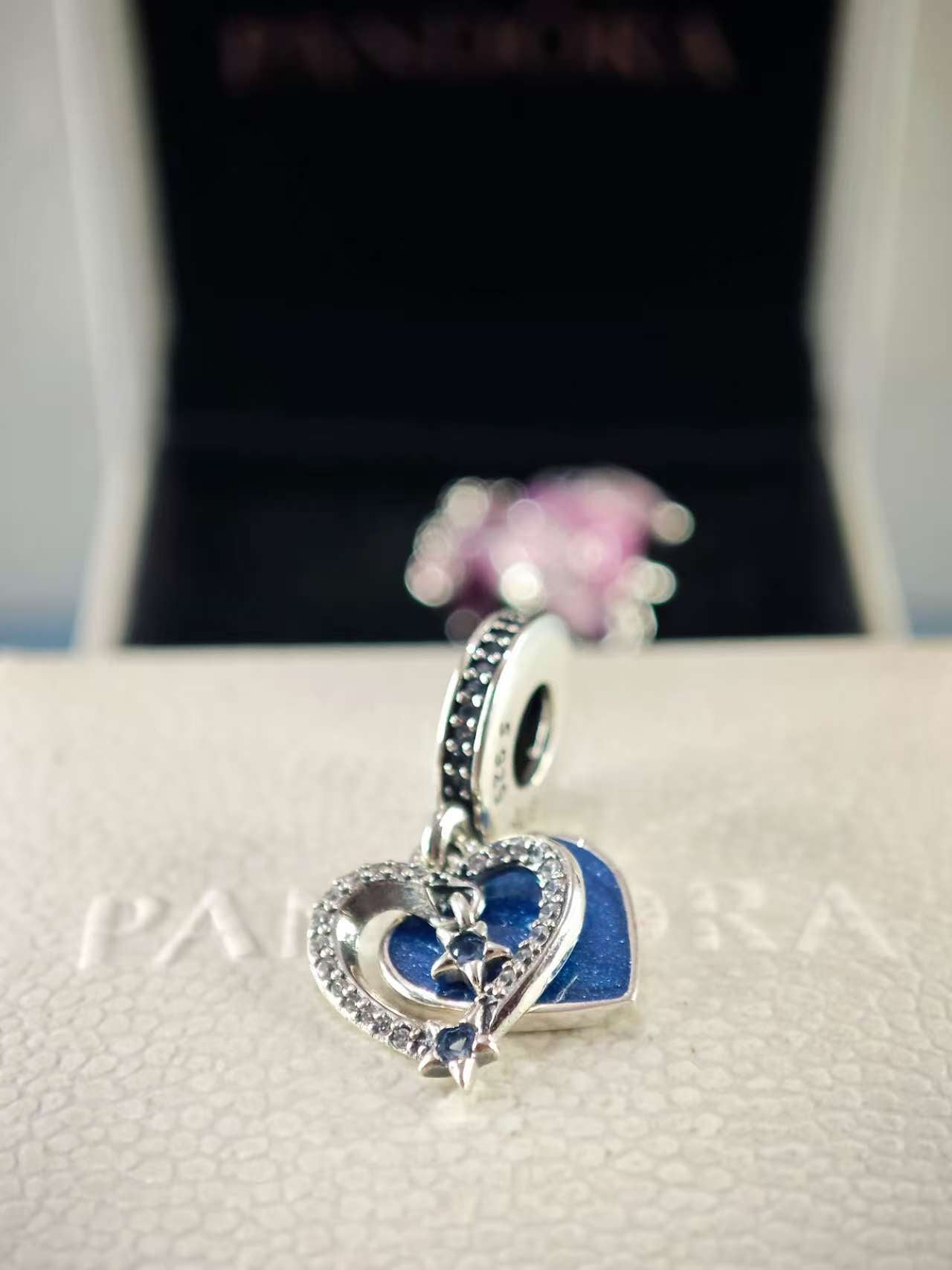 Celestial Shooting Star Heart Double Dangle Charm