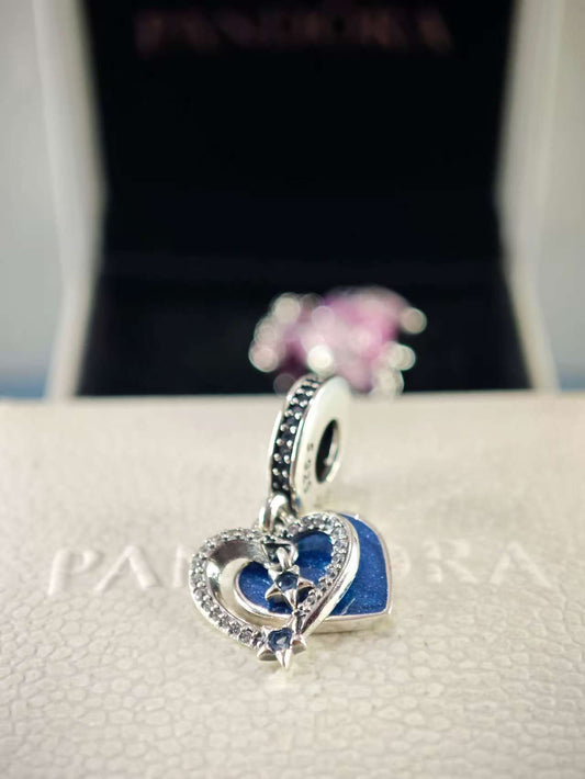 Celestial Shooting Star Heart Double Dangle Charm