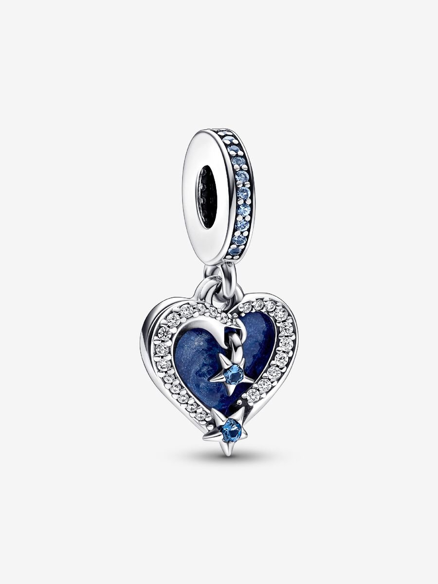 Celestial Shooting Star Heart Double Dangle Charm